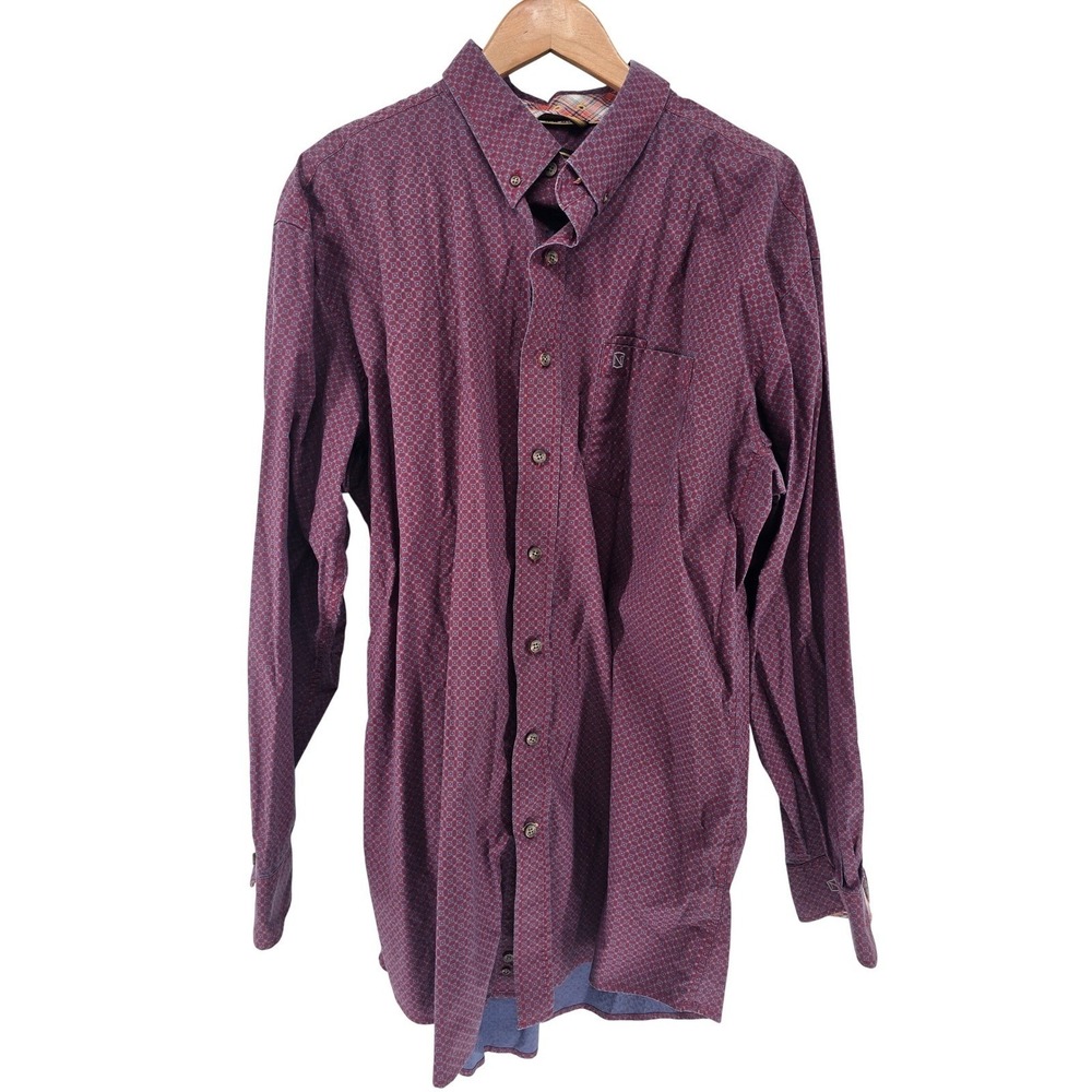 Noble Outfitters Shirt Mens XL Generations Maroon Geometric Button Down EUC